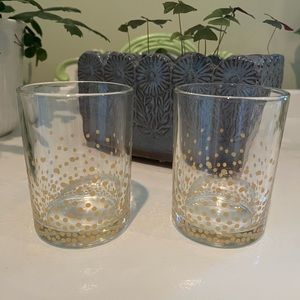 New Set of 2 Horizon Tumblers Clear With Gold Colored Dots